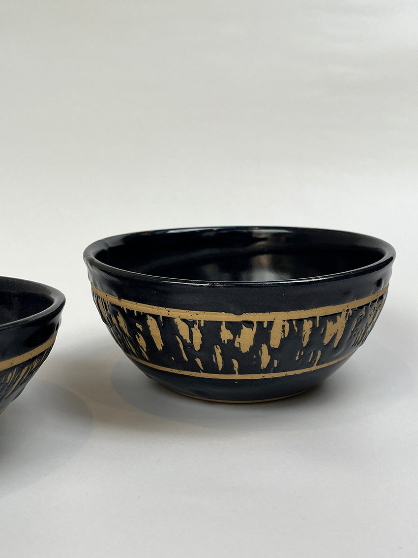 Blue ceramic bowl pair