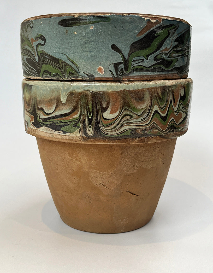 Marbled terracotta pots