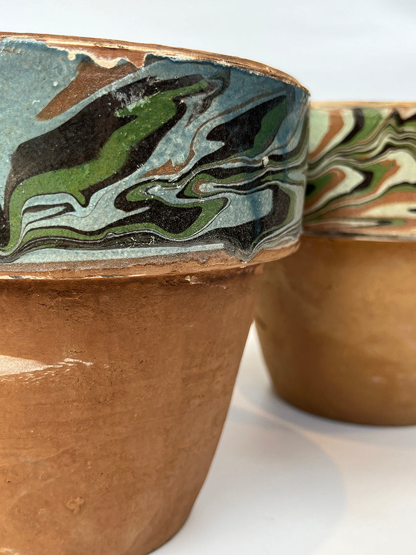 Marbled terracotta pots