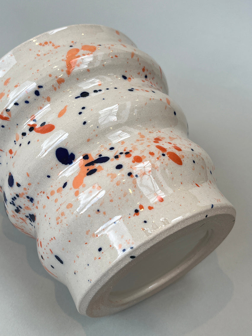 Blue and orange ripple vase by KDN