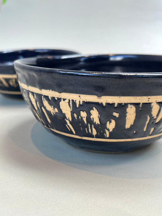 Blue ceramic bowl pair