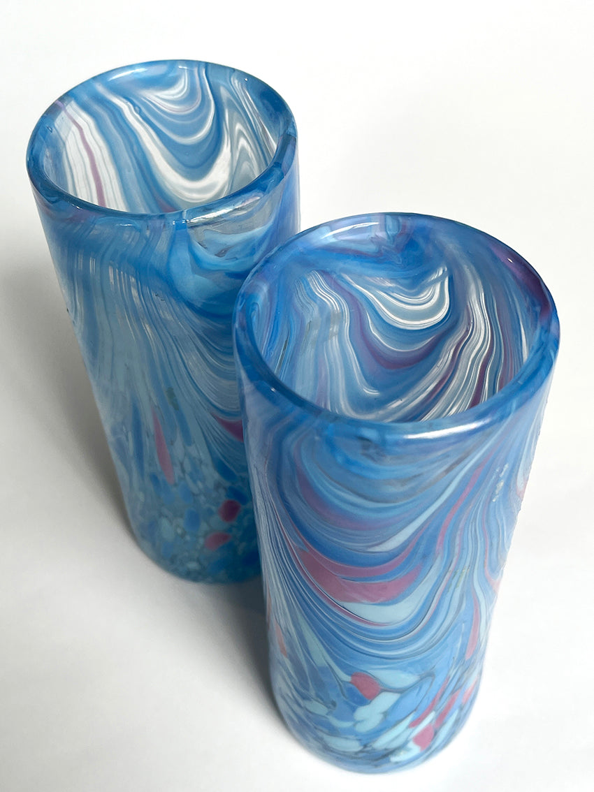 Marbled tall glass tumblers