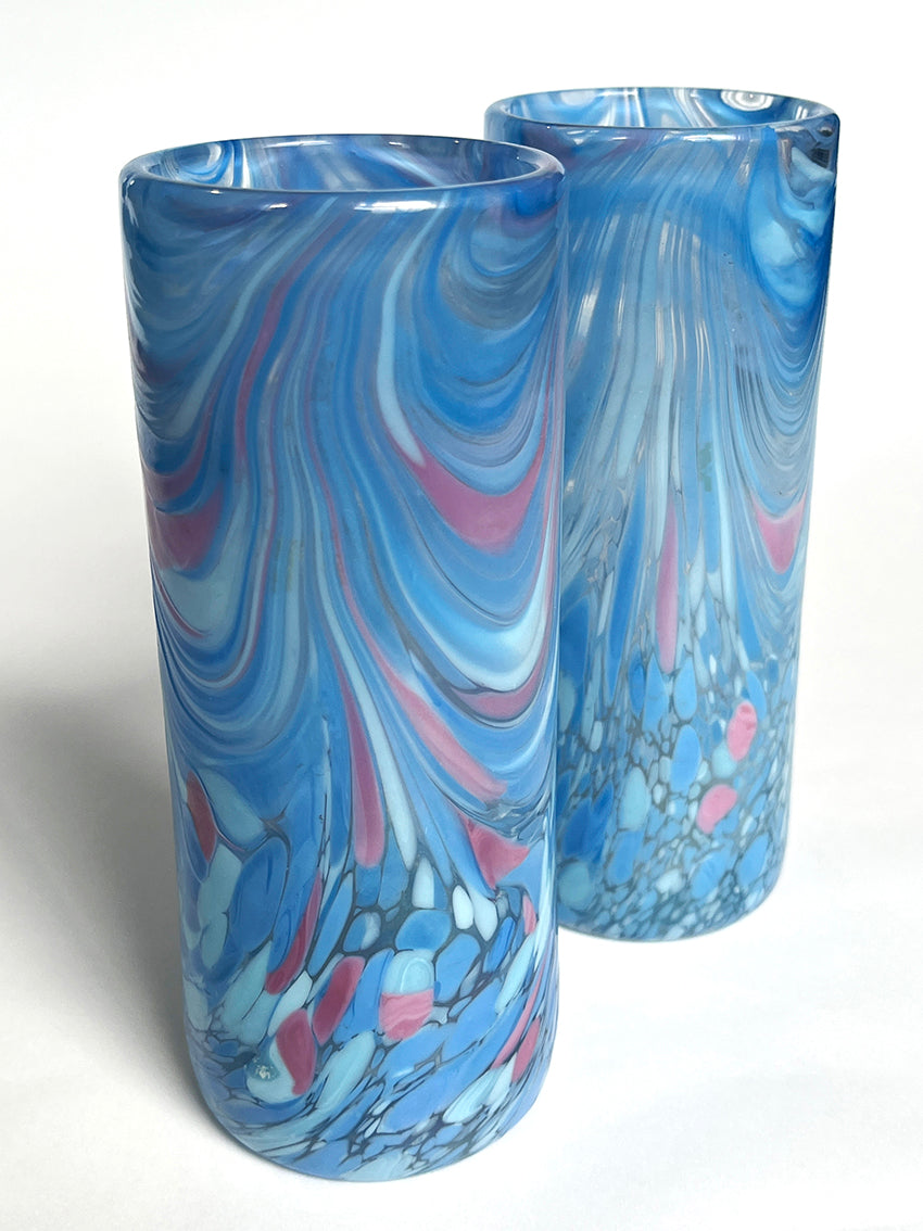 Marbled tall glass tumblers